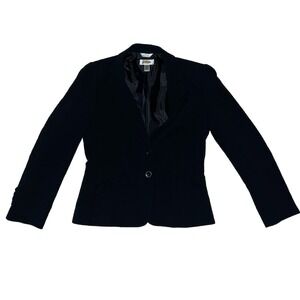 Talbots Blazer Women Black Sz 4 Italian 2 Button Office Old Money Career Classic